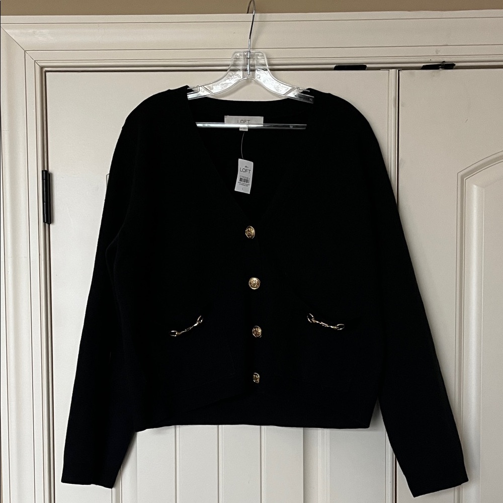 Black Sweater with Gold Accents